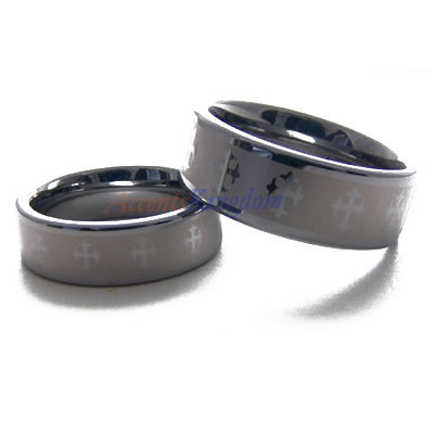 Mens Silver Wedding Rings on Mens And Womens Tungsten Wedding Ring Set Silver Cross   Ebay